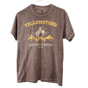 Yellowstone Dutton Ranch T Shirt M Men Bucking Bronco Bull Rider Cowboy Lt Brown